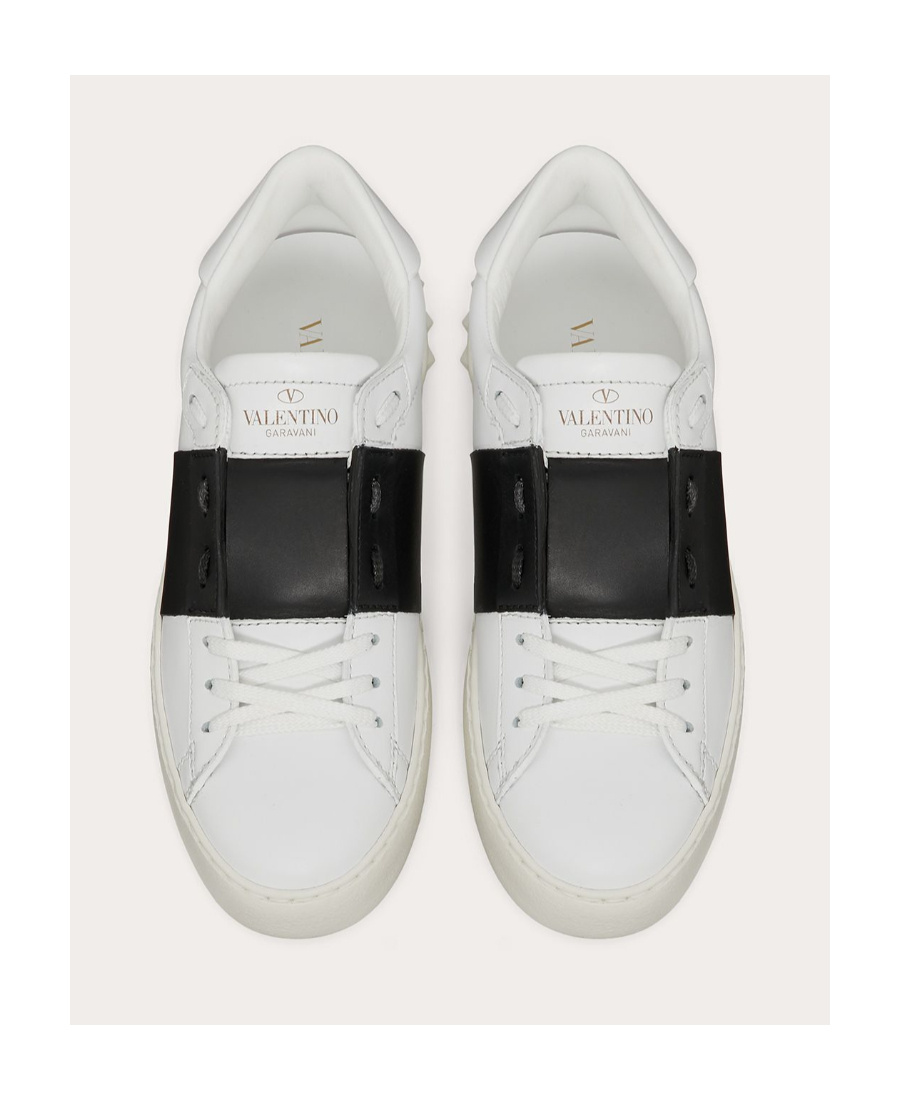 Valentino Garavani Valentino Calfskin Sneakers With Contrasting Bands And Rubber Studs In White