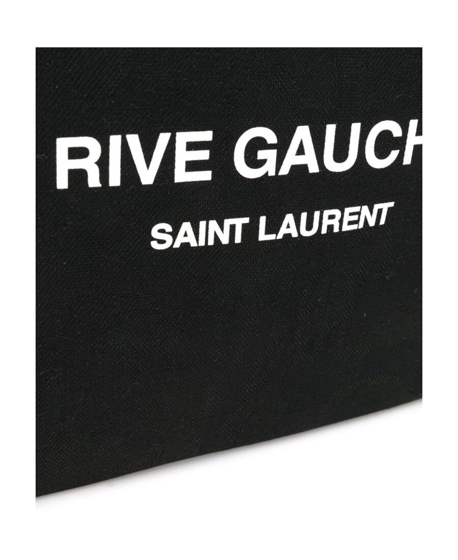 Saint Laurent Rive Gauche Logo-print Clutch In Black