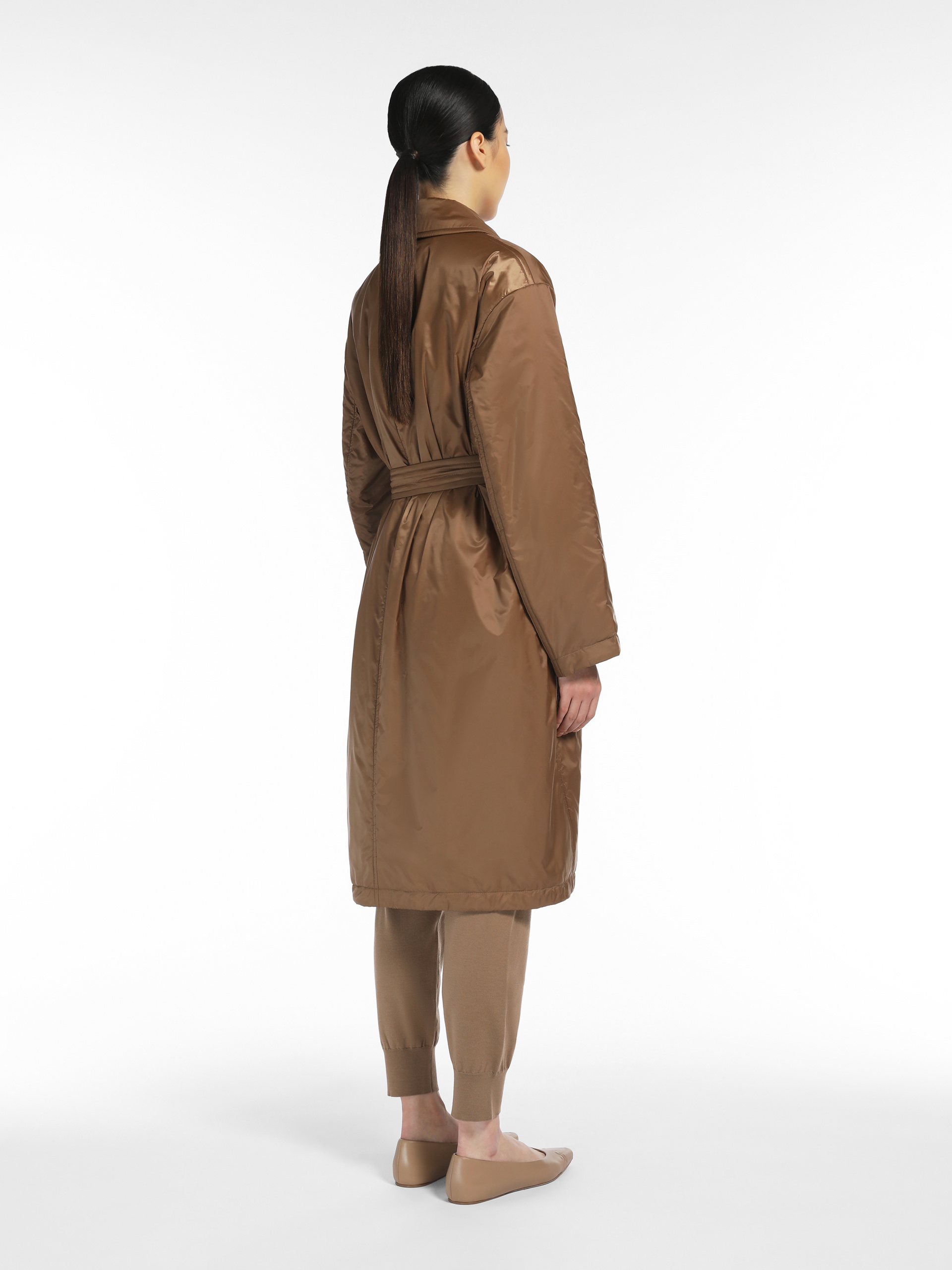 Max Mara Lapel Stuffed Coat In Brown