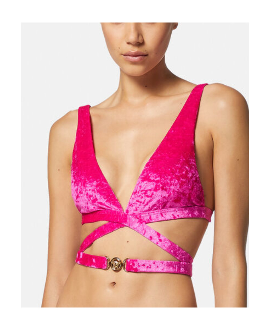 Versace Medusa Bikini Top In Purple