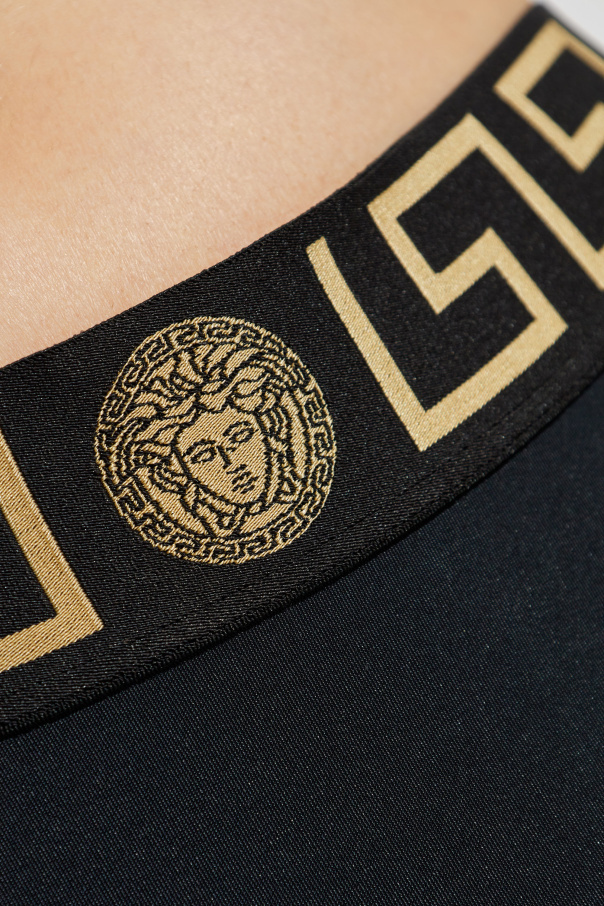 Versace Bikini Bottom With Greek Border Women In Black