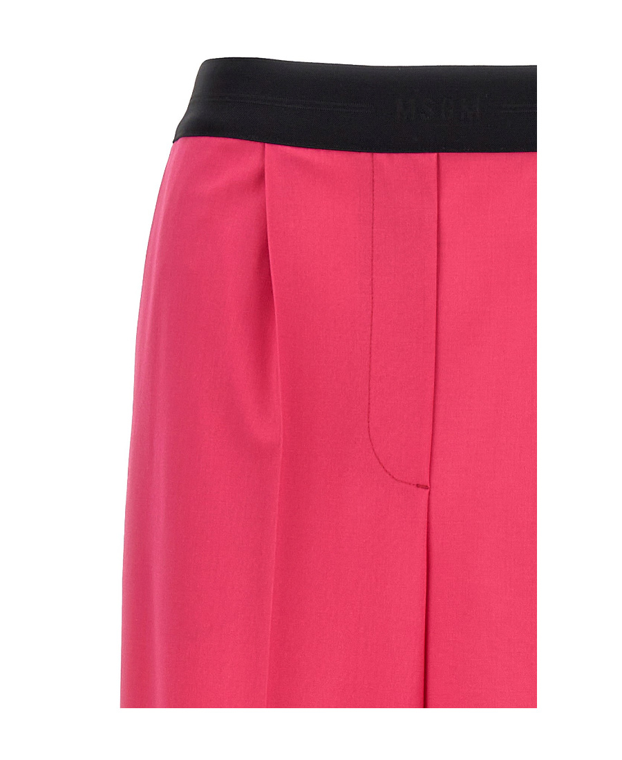Msgm Trousers With Front Pleats And Elastic Waistband In Red