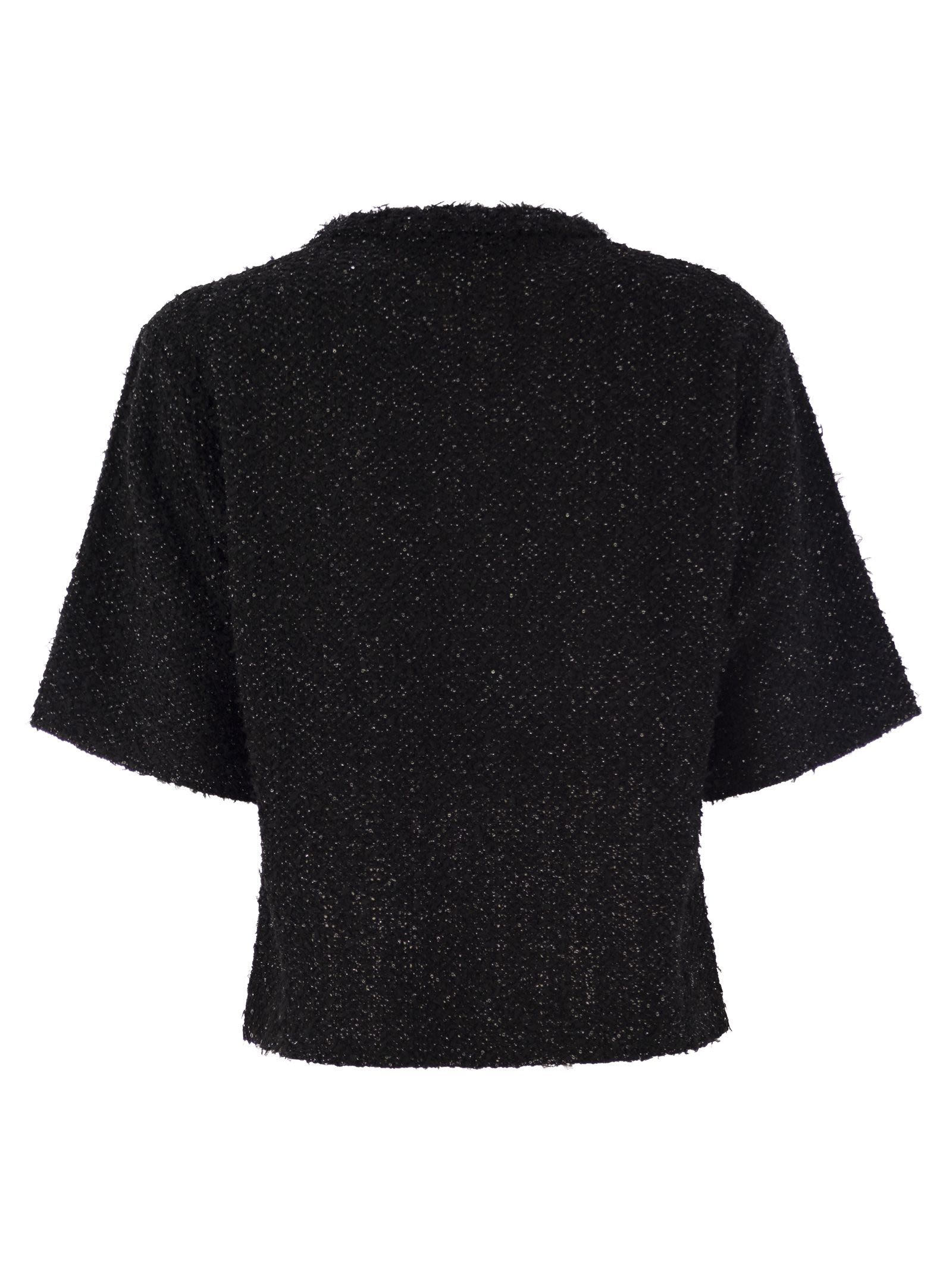 Shop Fabiana Filippi Tweed T-shirt In Black