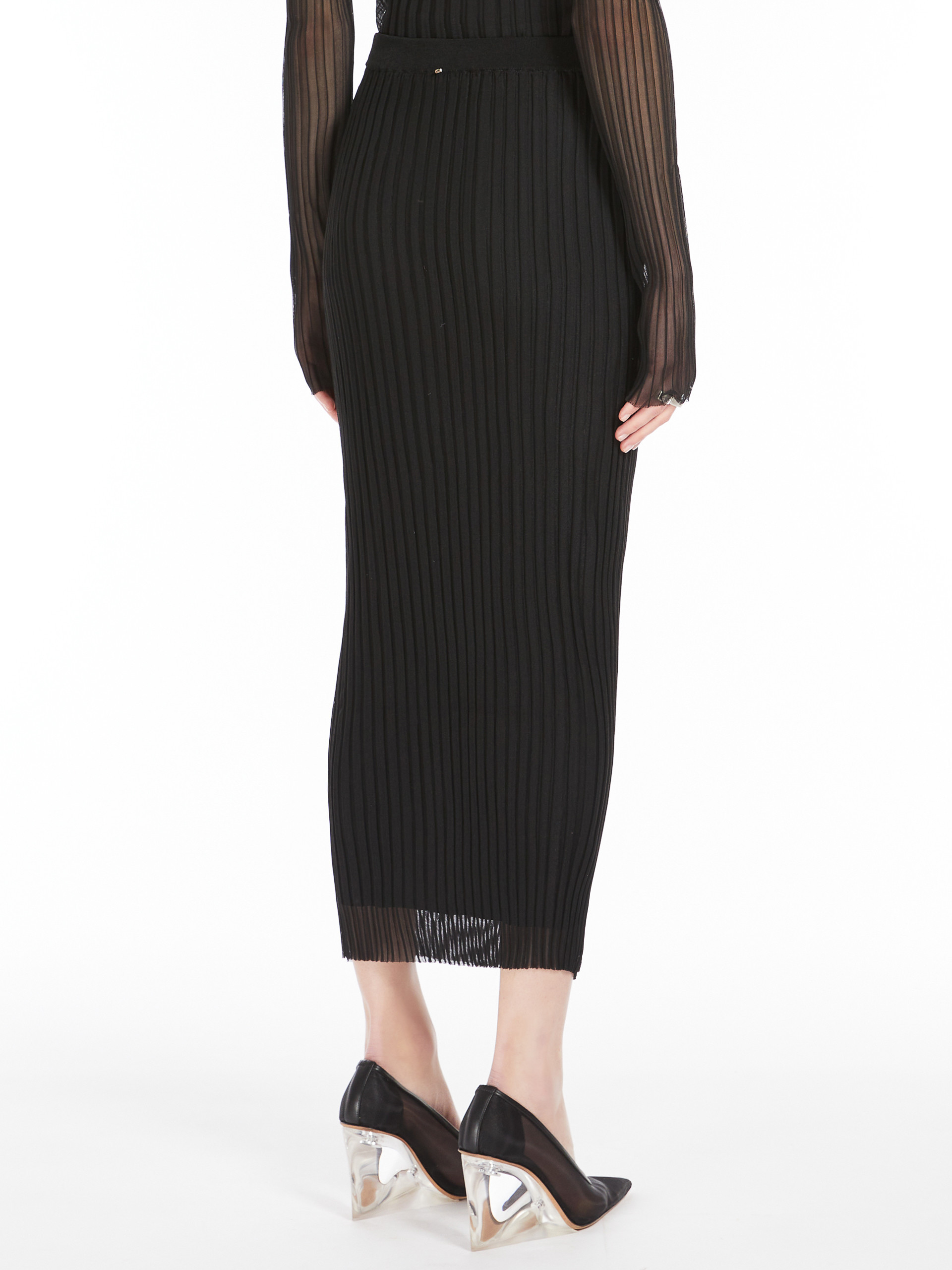 Shop Sportmax Sheer Mesh Skirt In Black