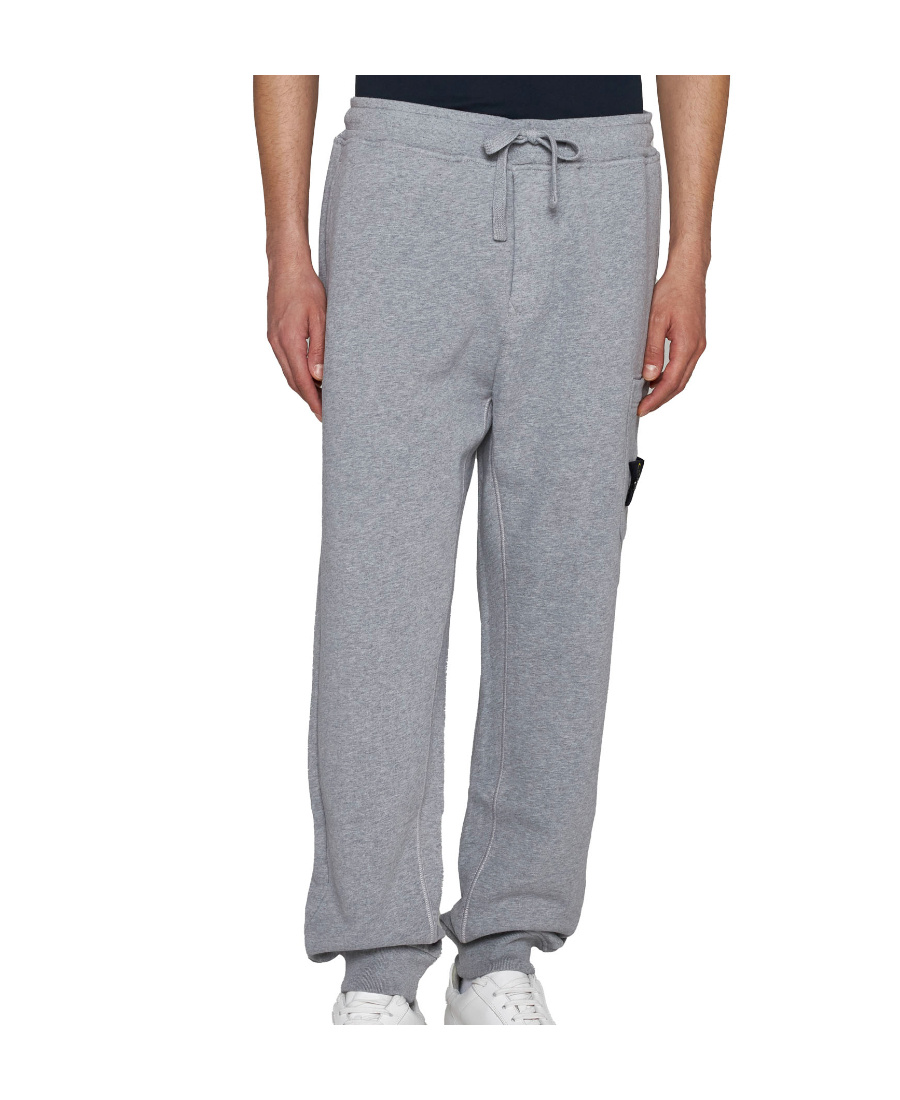 Stone Island Drawstring Waist Cotton Track Pant In Gray