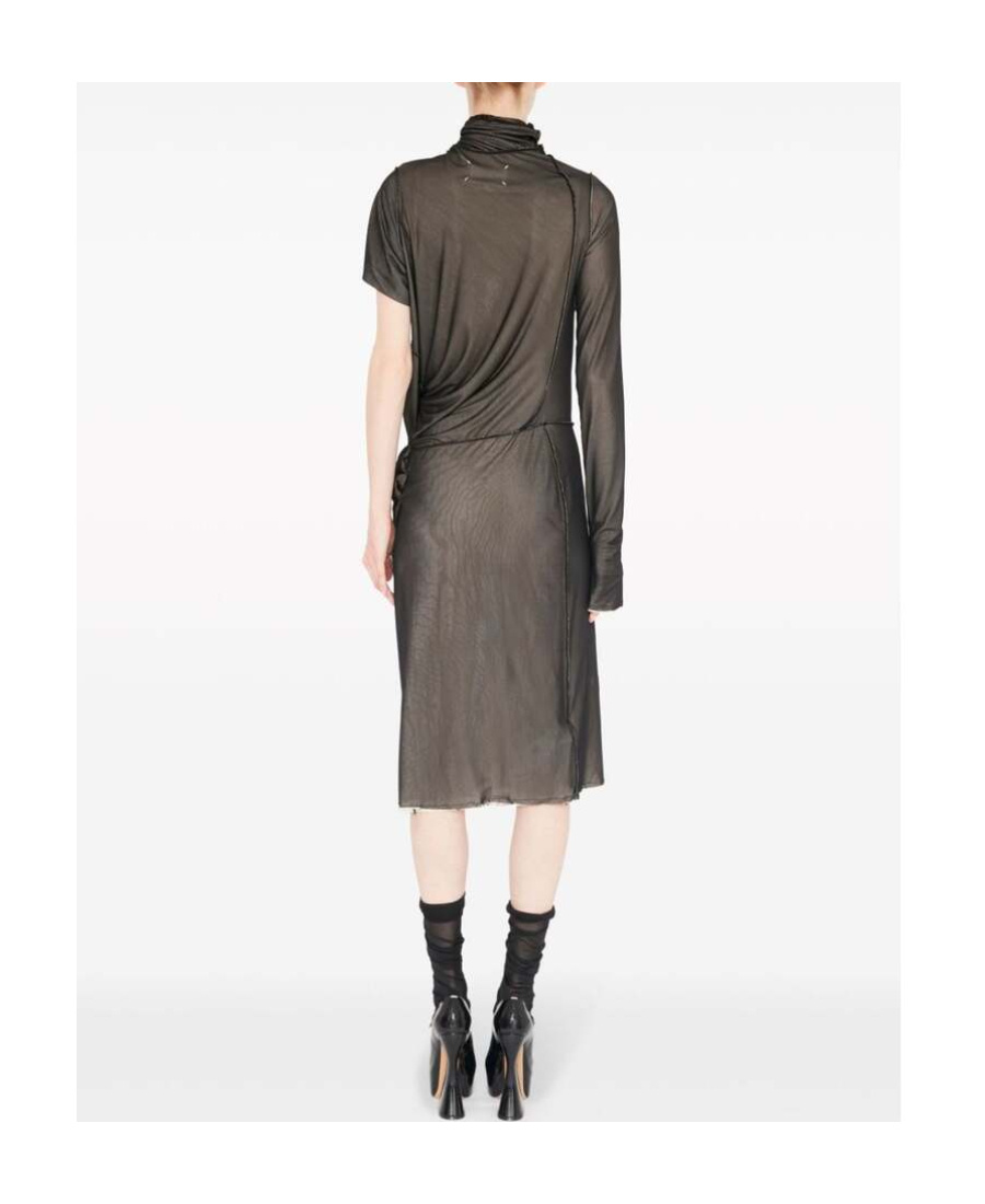 MAISON MARGIELA MAISON MARGIELA ONE-SHOULDER SEMI-SHEER MIDI DRESS