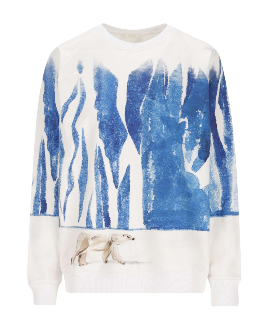 Chloé Graphic-print Crew-neck Sweatshirt In Blue