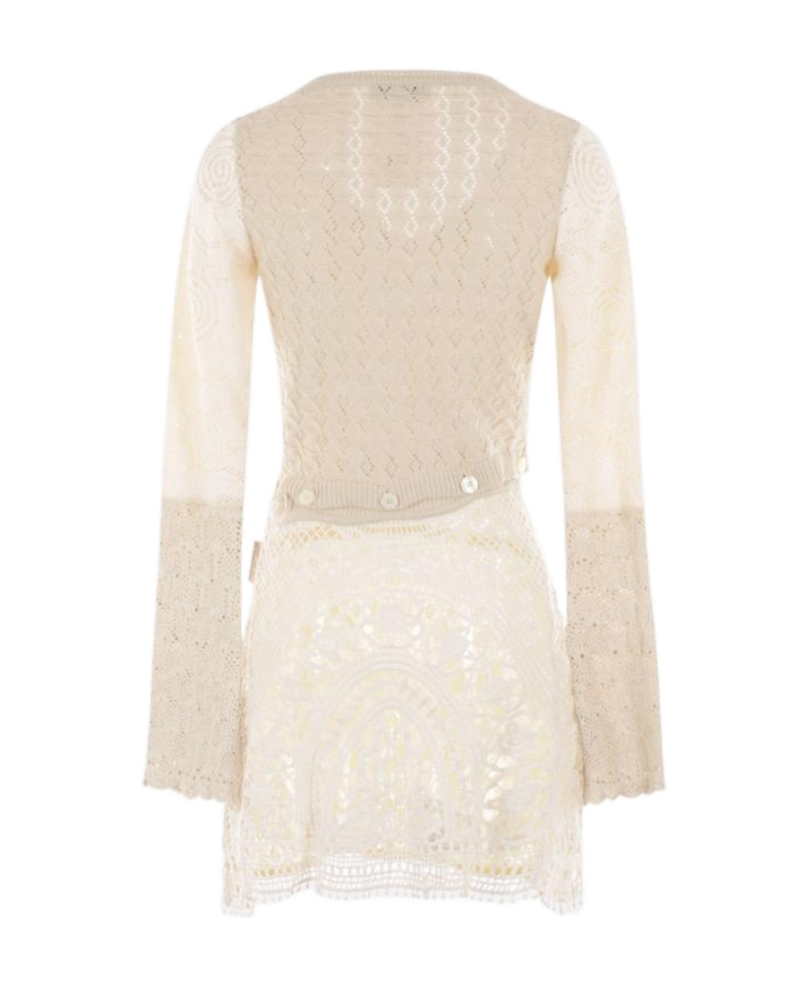 Marine Serre Crochet Mini Dress In Nude
