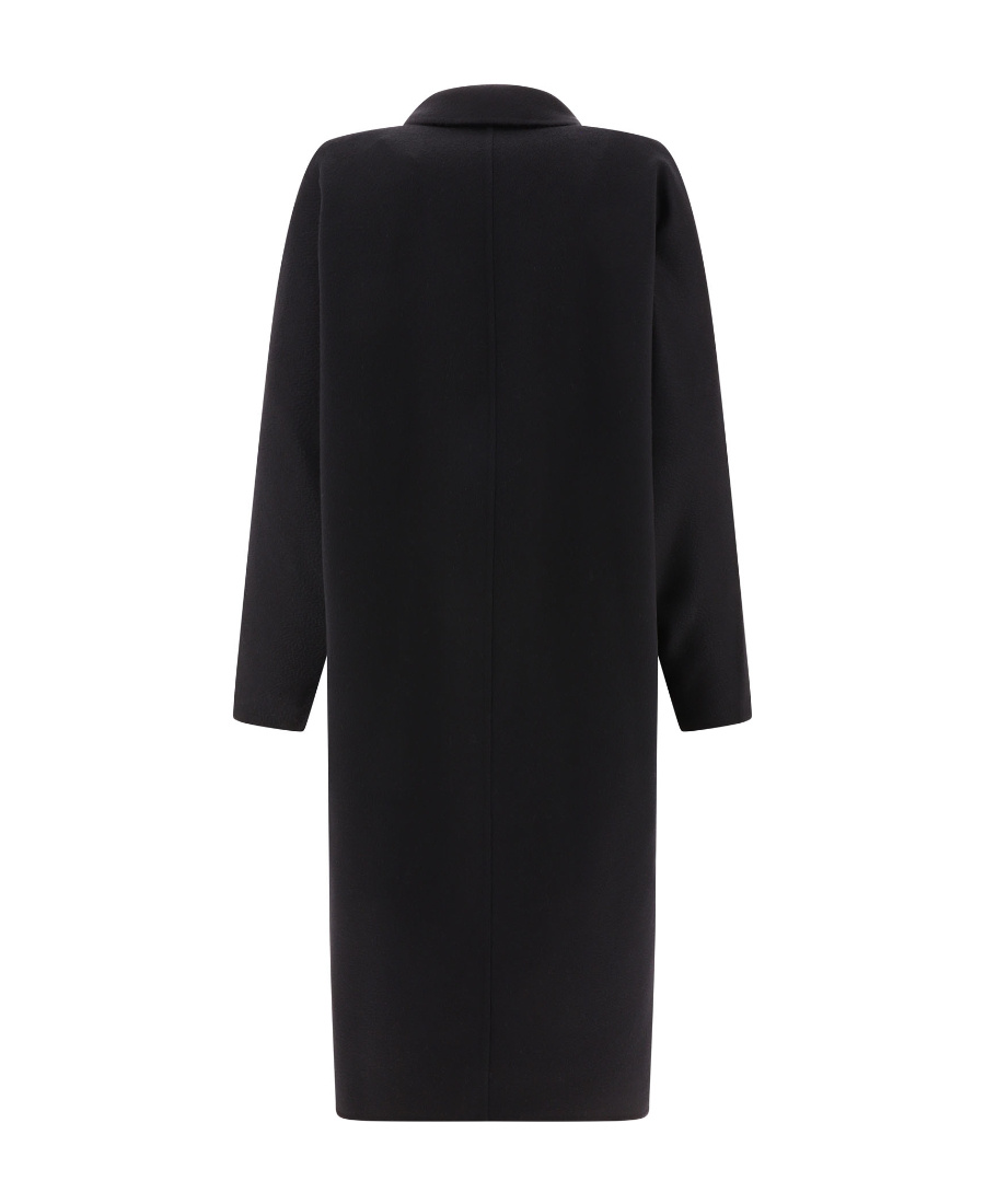 Prada Logo-embroidered Cashmere Coat In Black