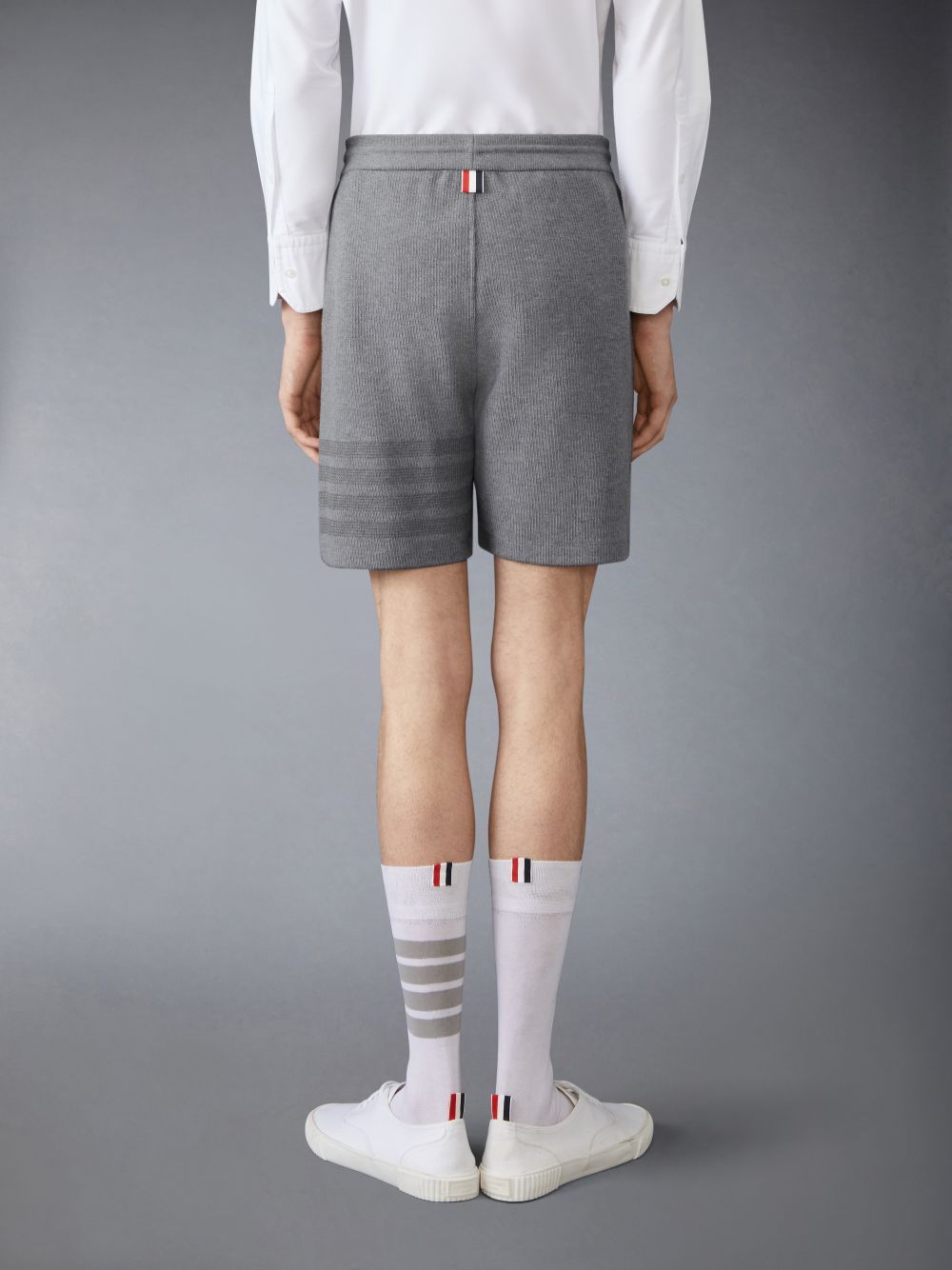 Thom Browne 4-bar Stripe Cotton Shorts In Gray