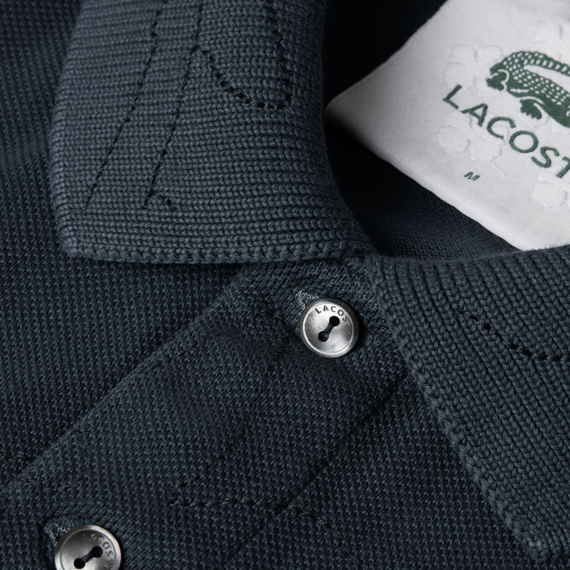 Lacoste Crocodile-appliqué Polo Shirt In Black