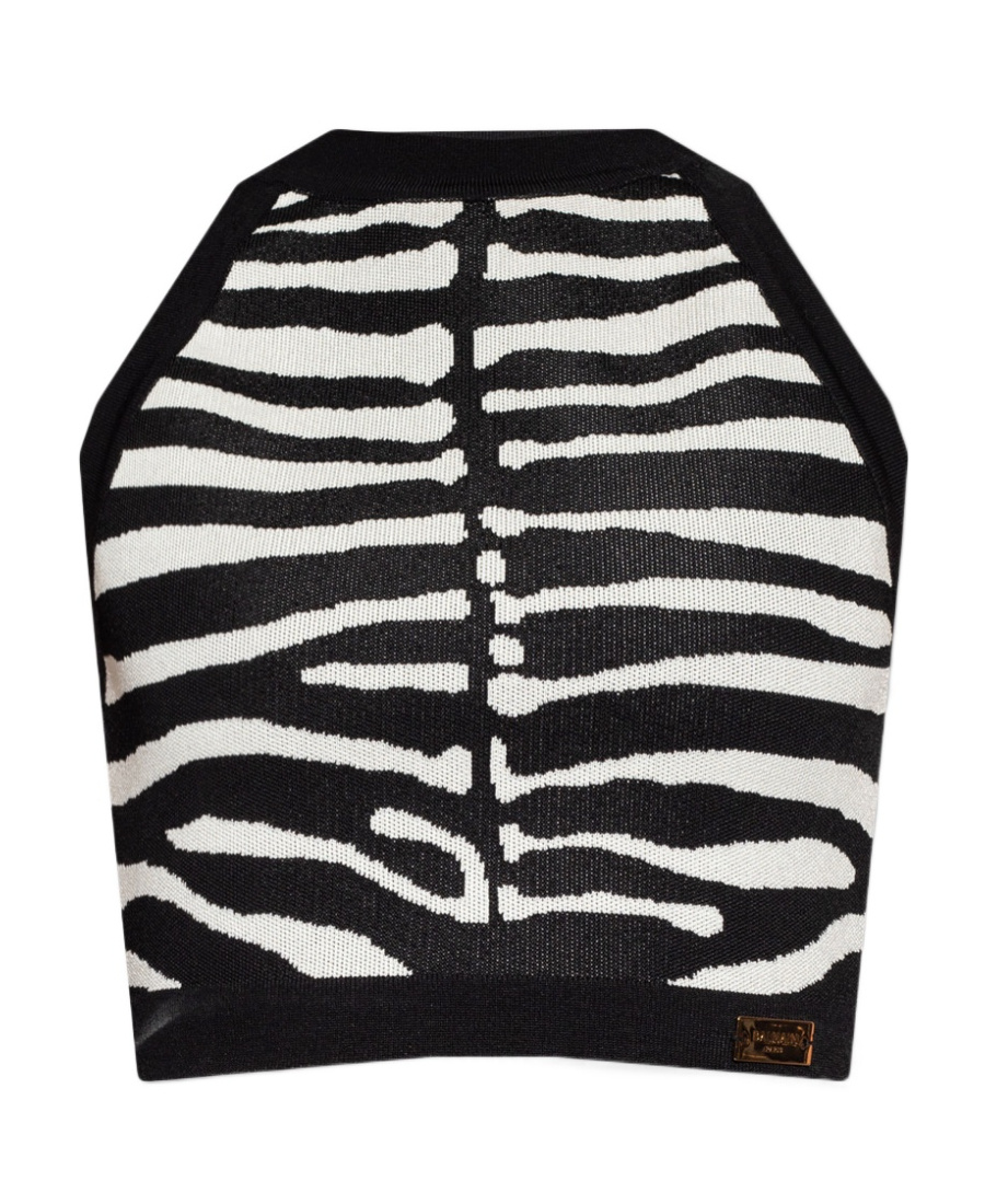 Shop Balmain Sleeveless Cropped Top In Black