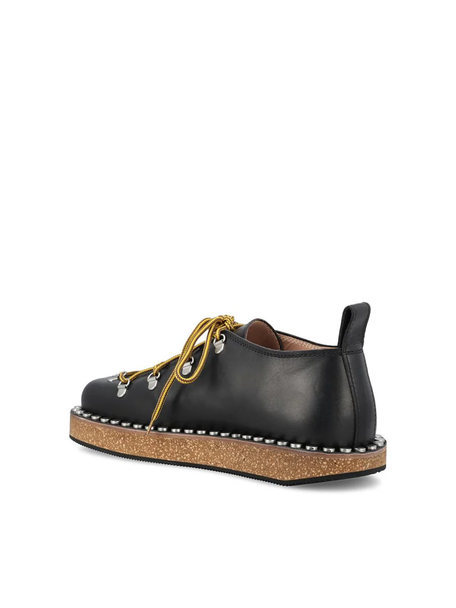 Loewe Leather Rivet Hiking Boots In Black