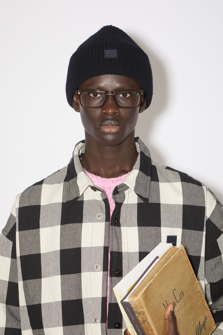 ACNE STUDIOS LOGO MOTIF RIB-KNIT BEANIE