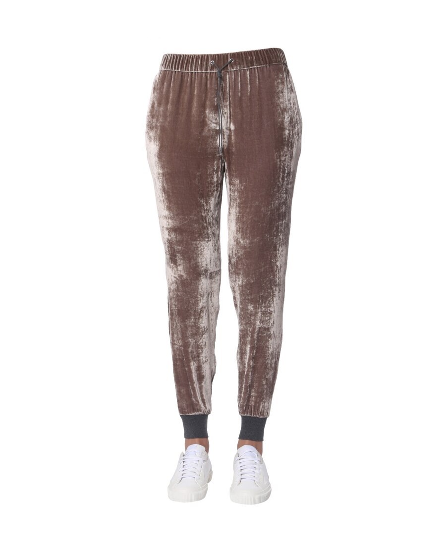 Fabiana Filippi Knitted Cuffs Velvet Trousers In Multicolor