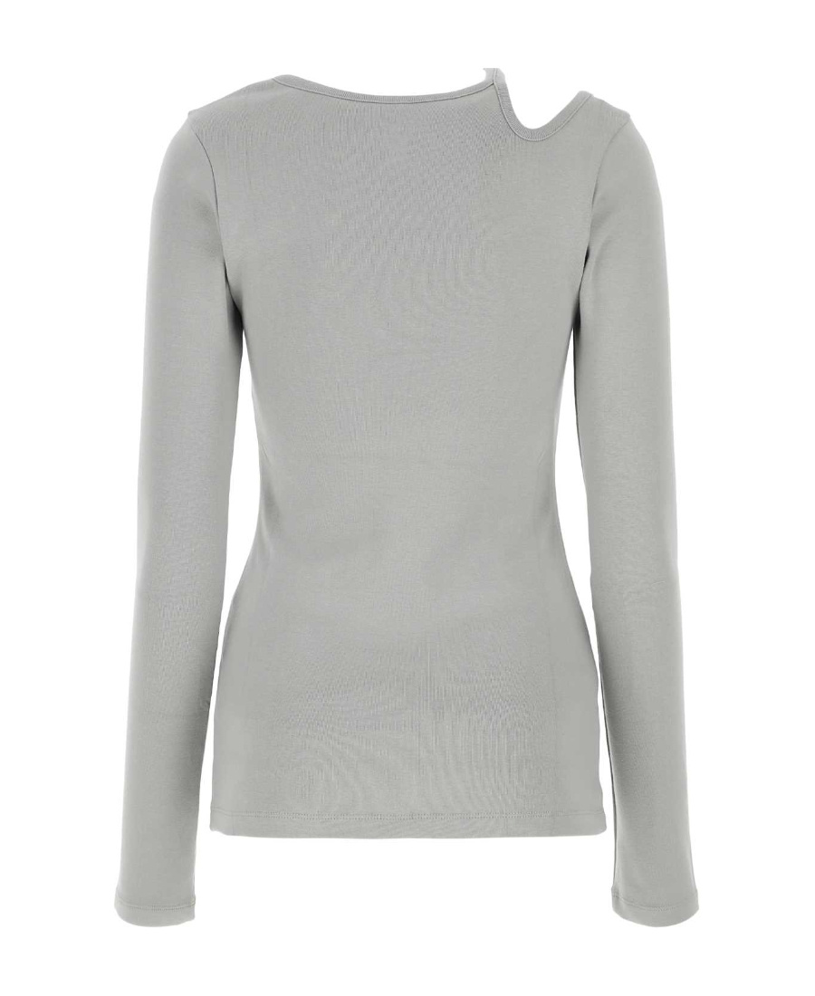 Low Classic Ribbed Crewneck Long Sleeve Fitted Top In Gray