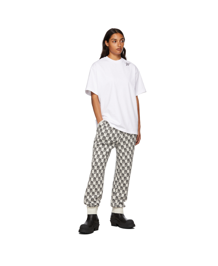 We11 Done Monogram Intarsia-knit Track Pants In White