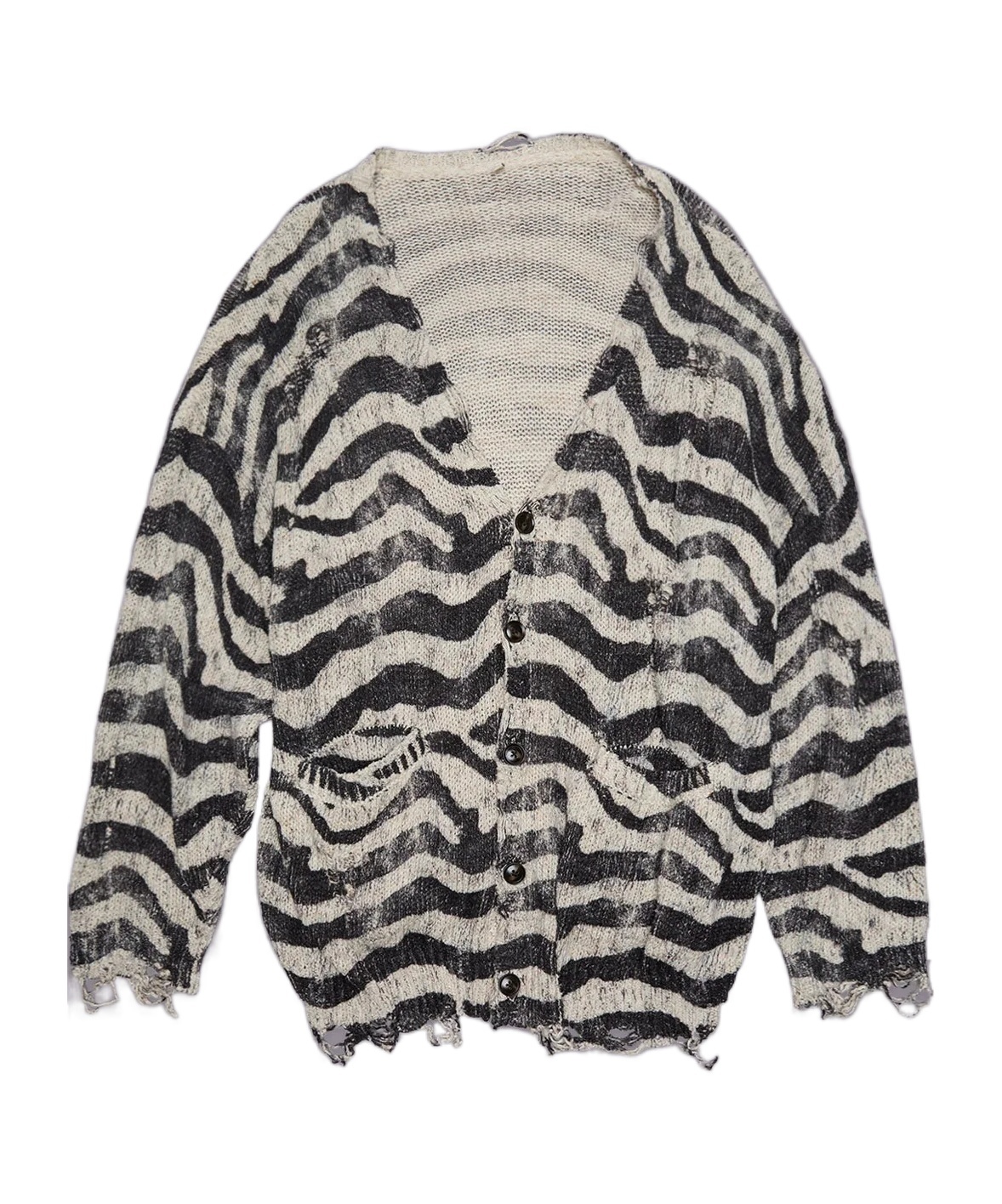 R13 Printed Oversized Knit Cardigan In Gray