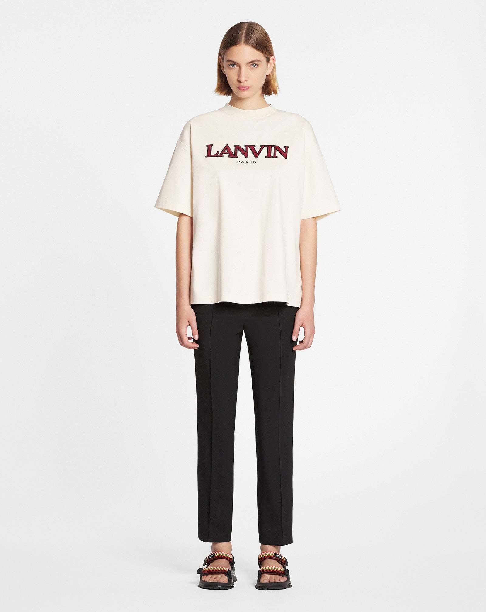 LANVIN LOGO-EMBROIDERED COTTON-JERSEY T-SHIRT 