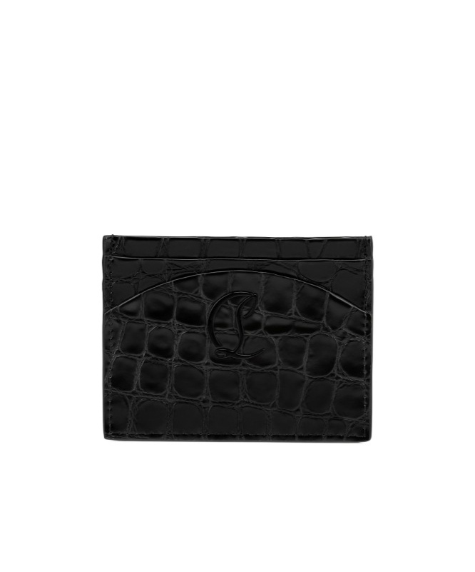 Christian Louboutin Black Loubi54 Brand-embossed Leather Card Holder In Black