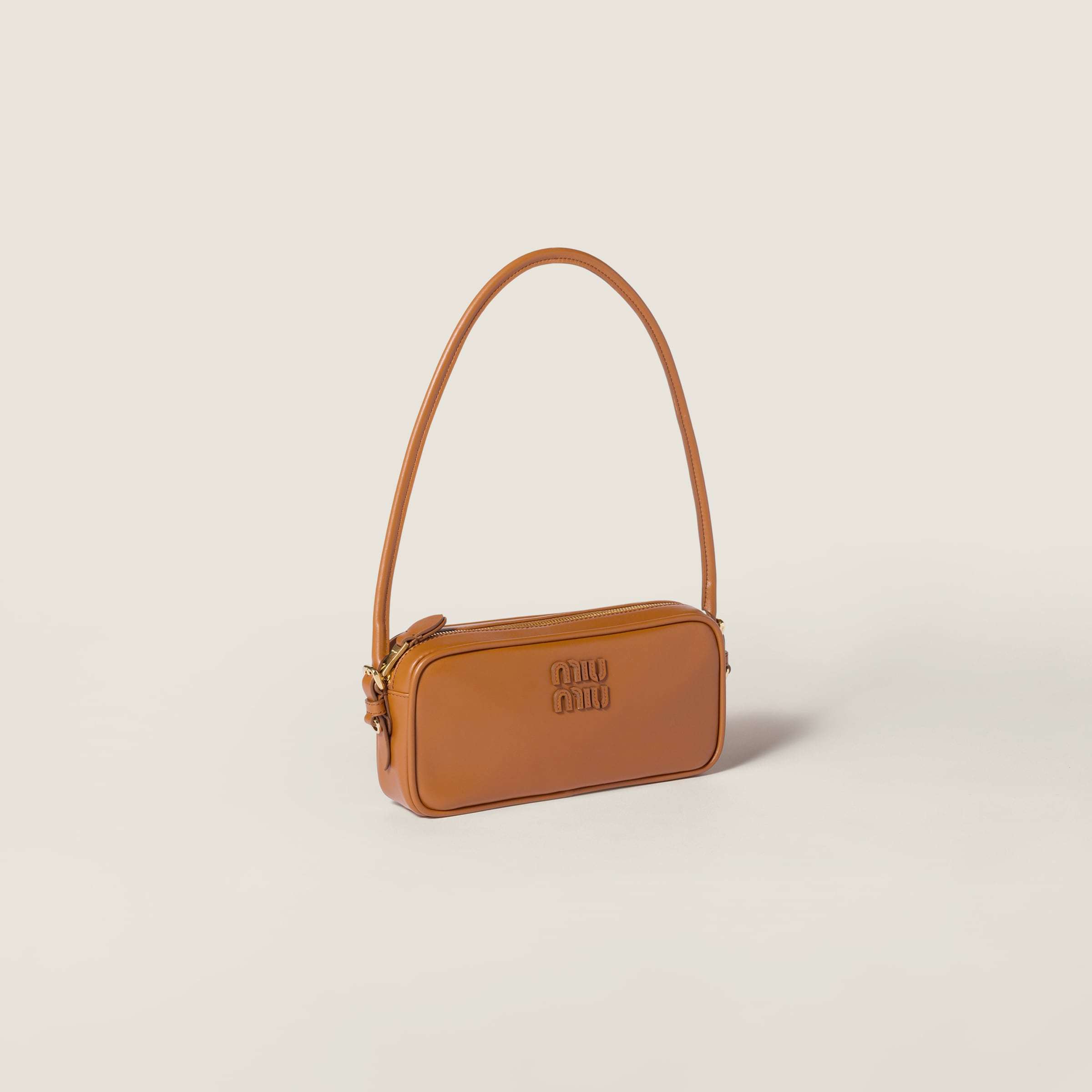 Miu Miu Zipper Shoulder Bag In Brown