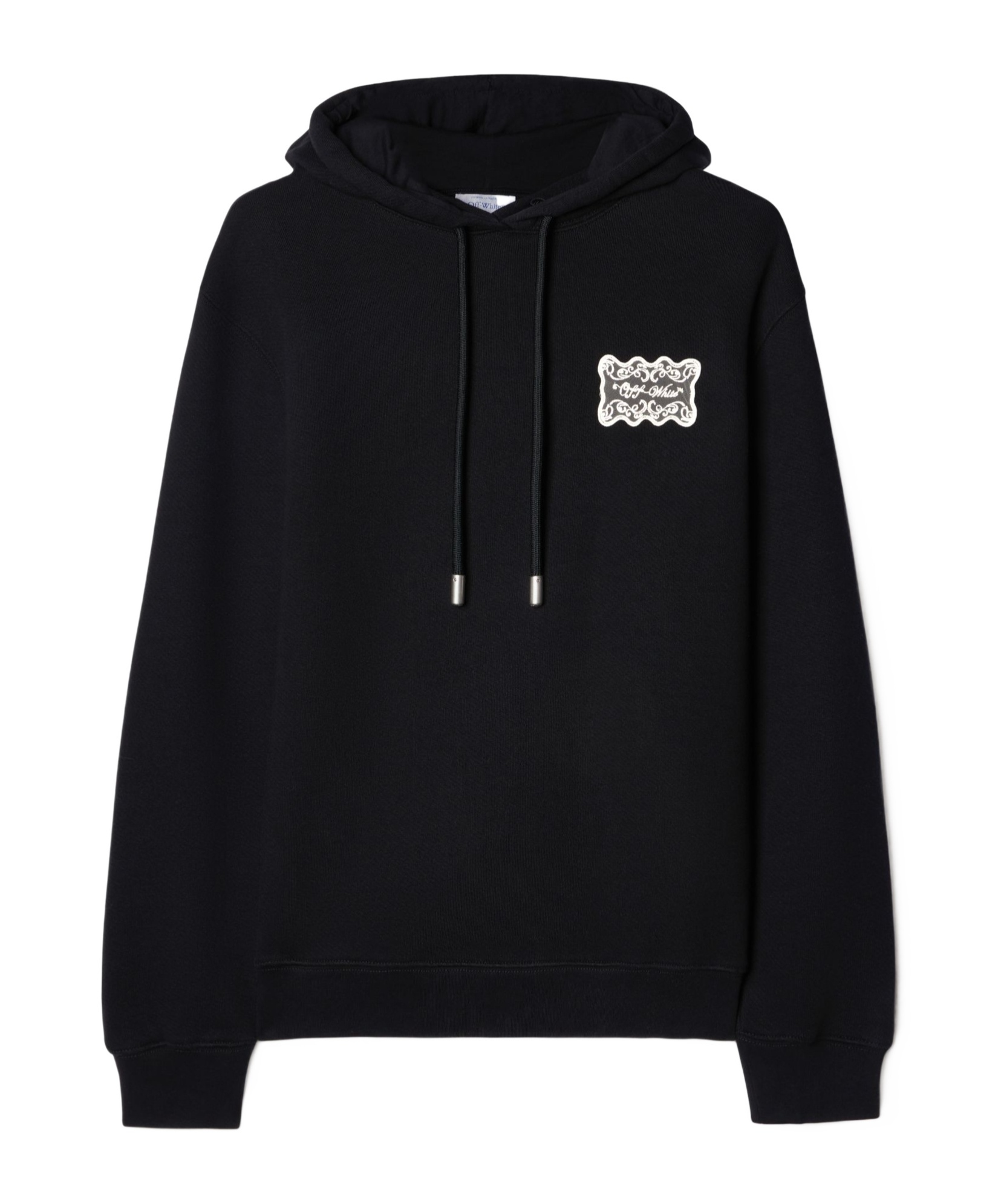 Off-white Lace Logo Appliqué Cotton Hoodie In Black