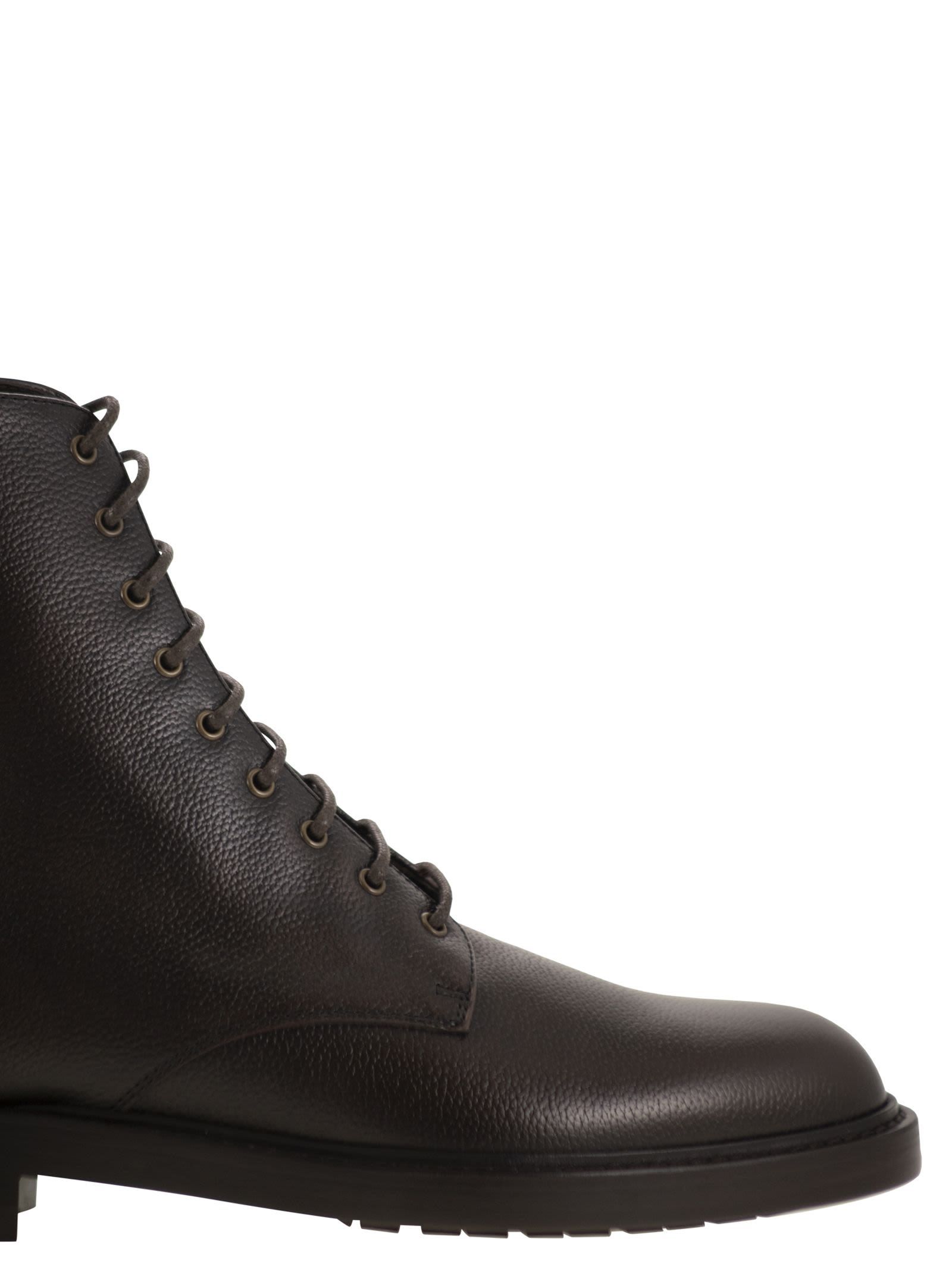 Brunello Cucinelli Pedula Full-grain Leather Boots In Burgundy