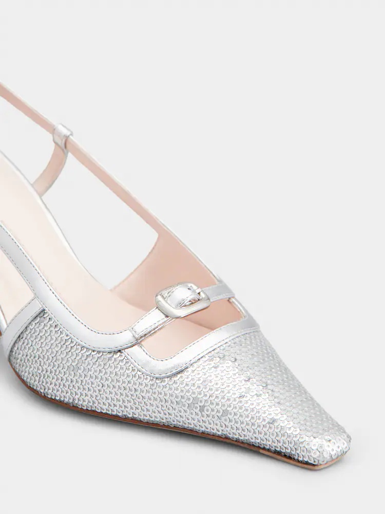 Roger Vivier Small Buckle Slingback Pumps In White
