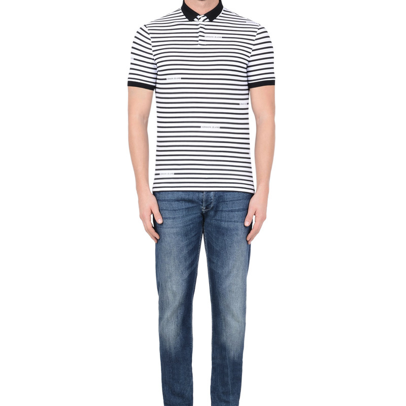 ARMANI JEANS HORIZONTAL STRIPED POLO SHIRT