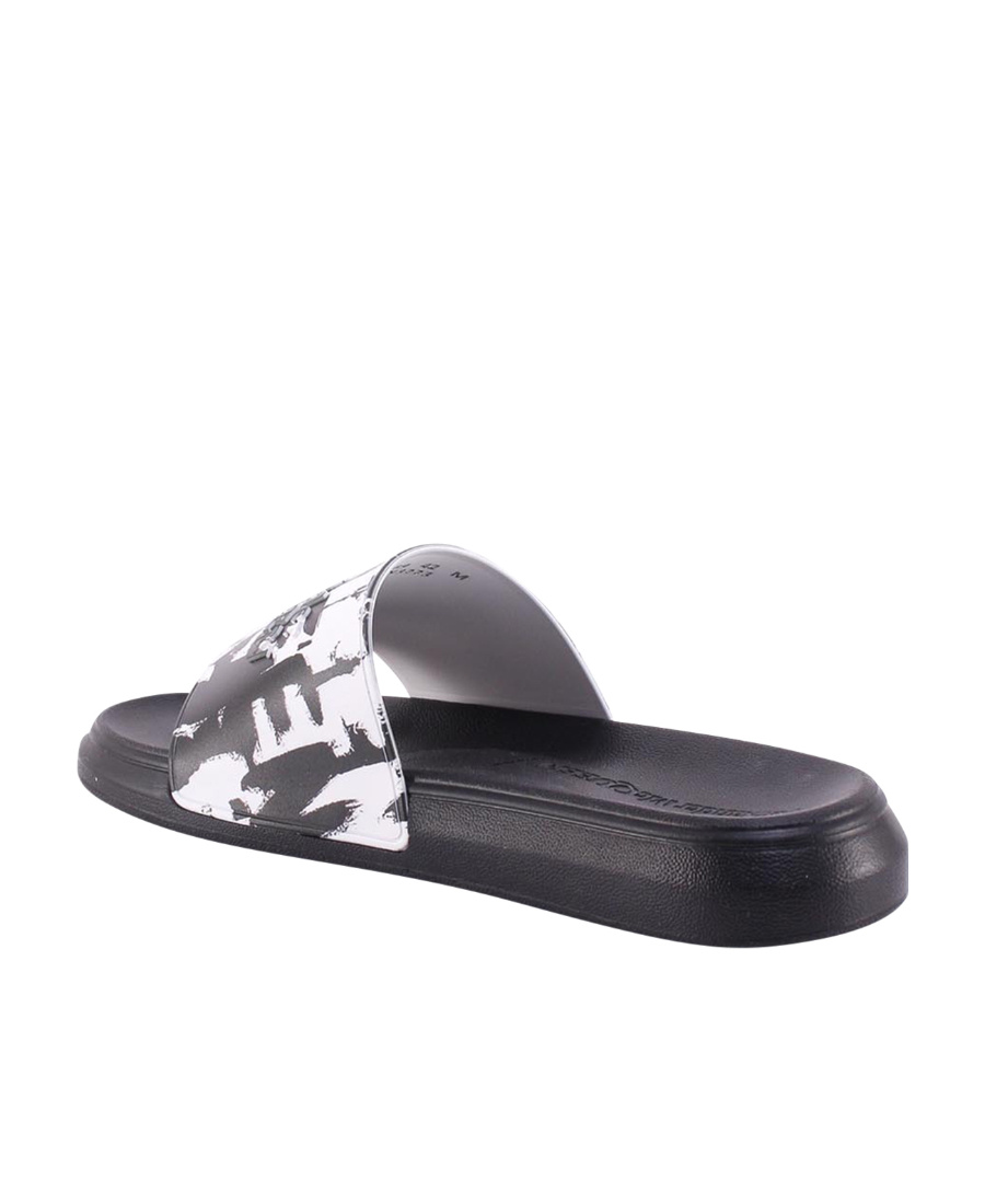 Alexander Mcqueen Logo-print Pool Sliders In Black