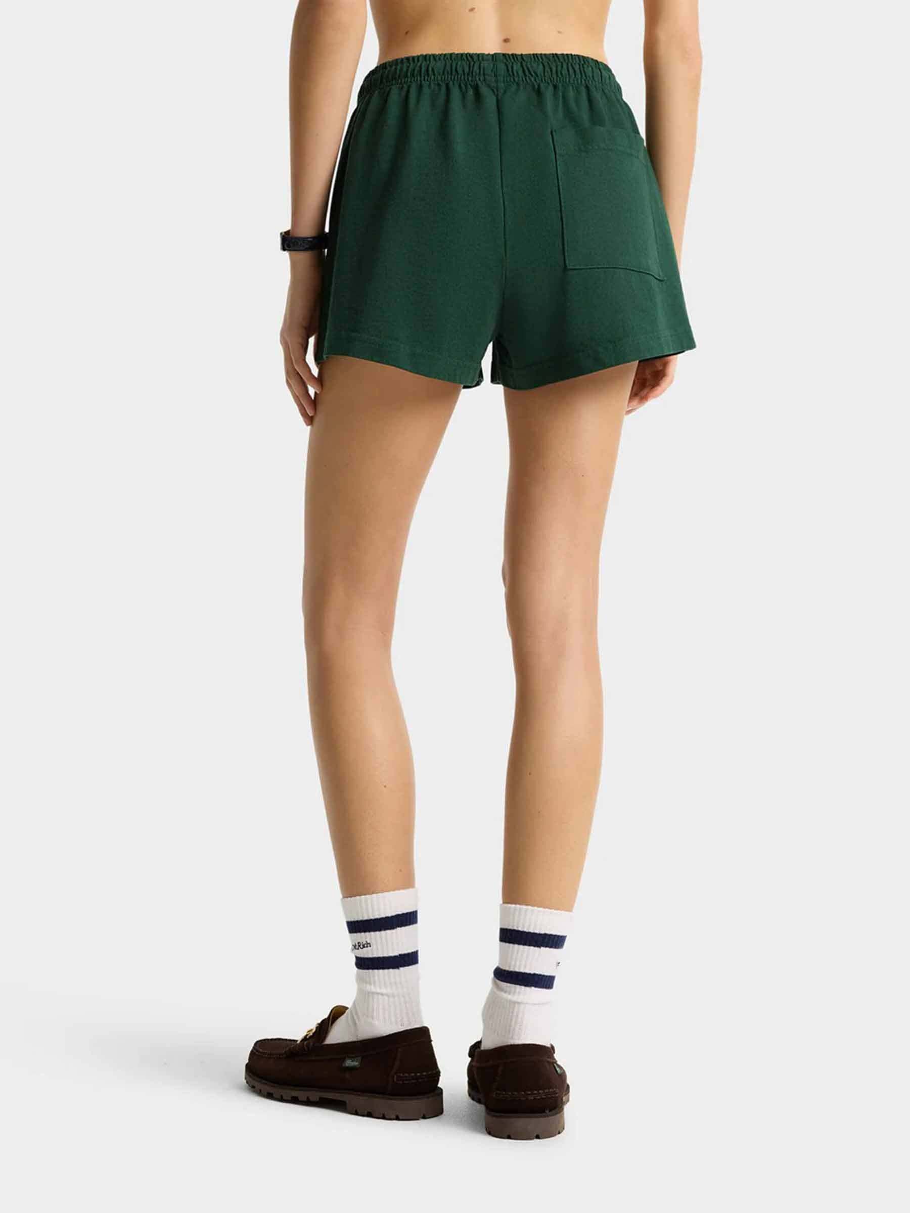 Shop Sporty And Rich Elastic Waist Shorts In Dark Green