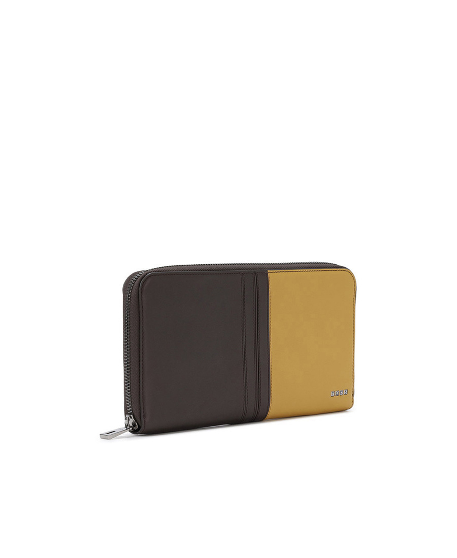 Tod's Logo Color Zipper Wallet In Black