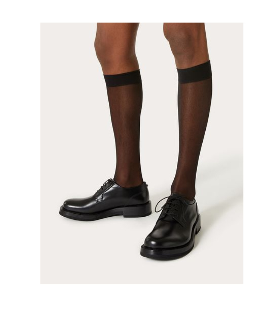 Valentino Derby Rockstud Essential Leather Lace-up Shoes In Animal Print