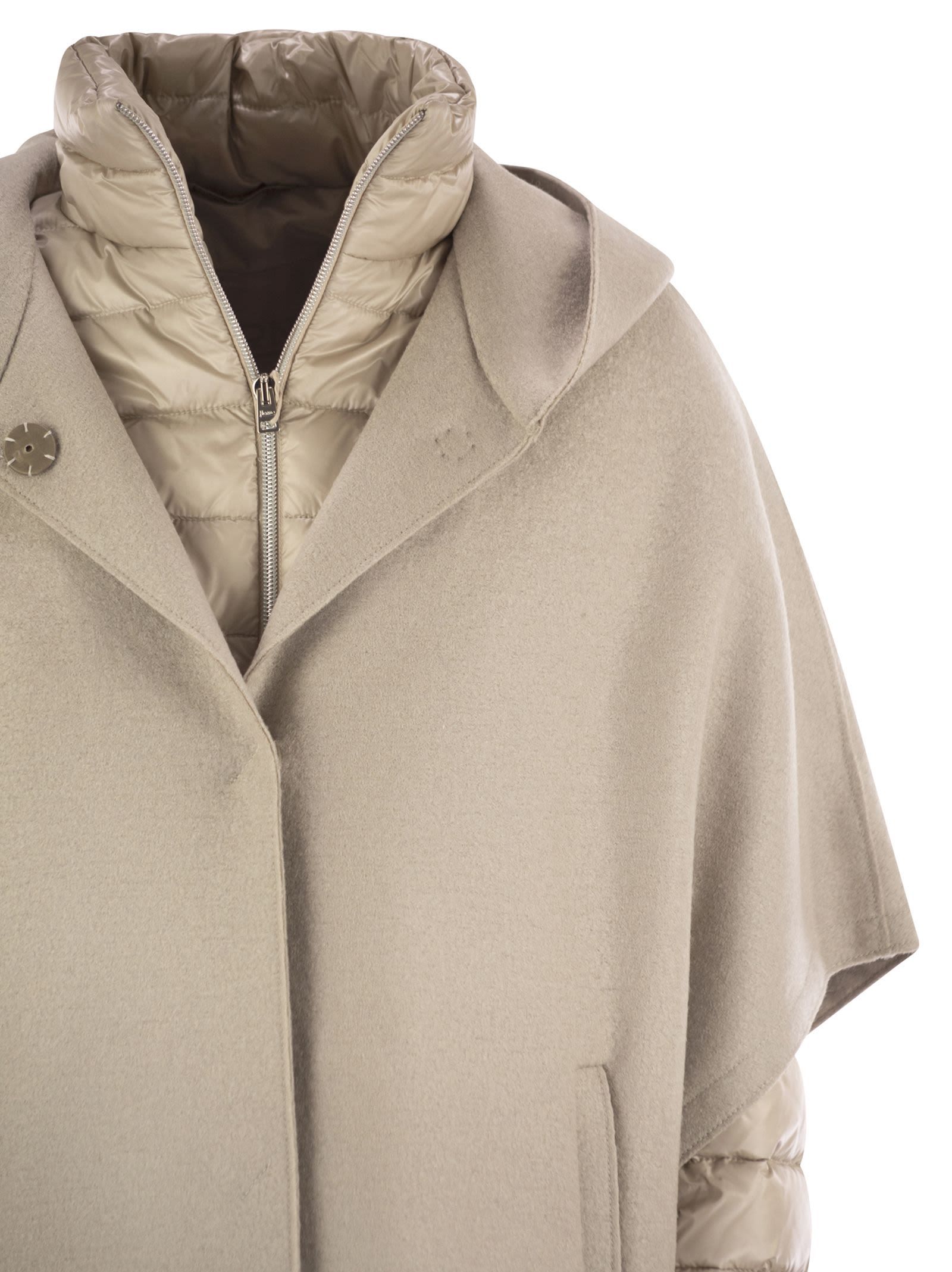 Herno Women Resort Hood In Ultralight Wool And Nylon In Neutral