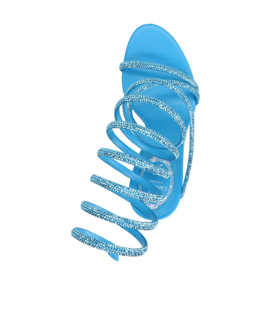 René Caovilla Rene' Caovilla Crystal Embellished Heel Sandals In Blue