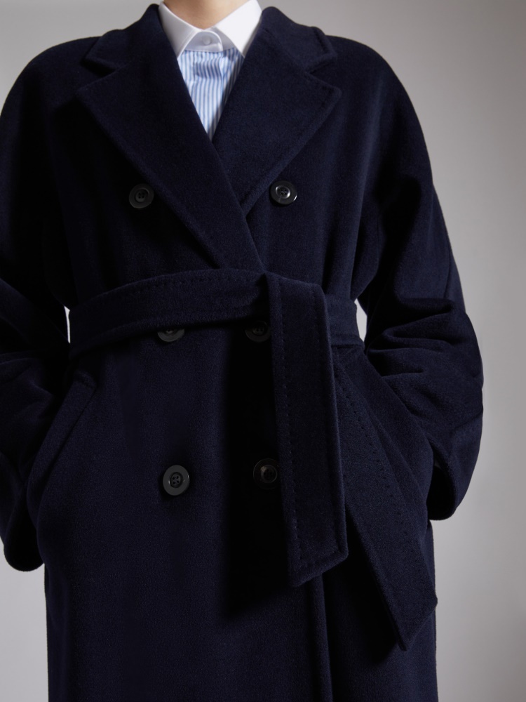 Max Mara Roseto Midi Coat In Alpaca And Wool Black In Black