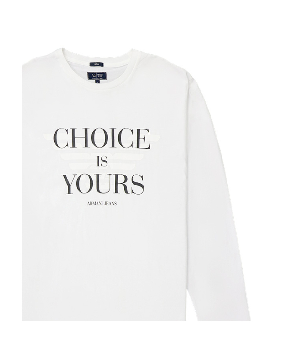 Armani Jeans T-shirt With Round Neck And Long Sleeves In White