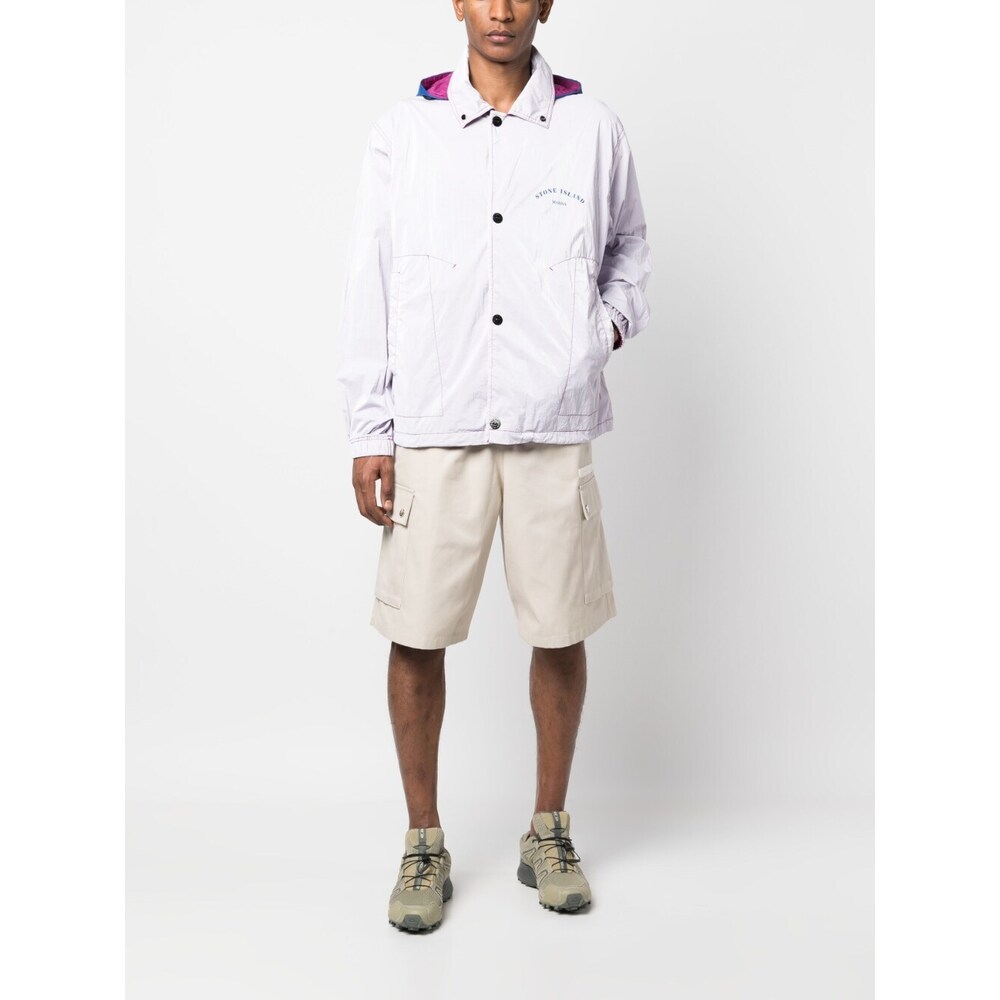 Stone Island Compass-patch Lightweight Jacket In Red