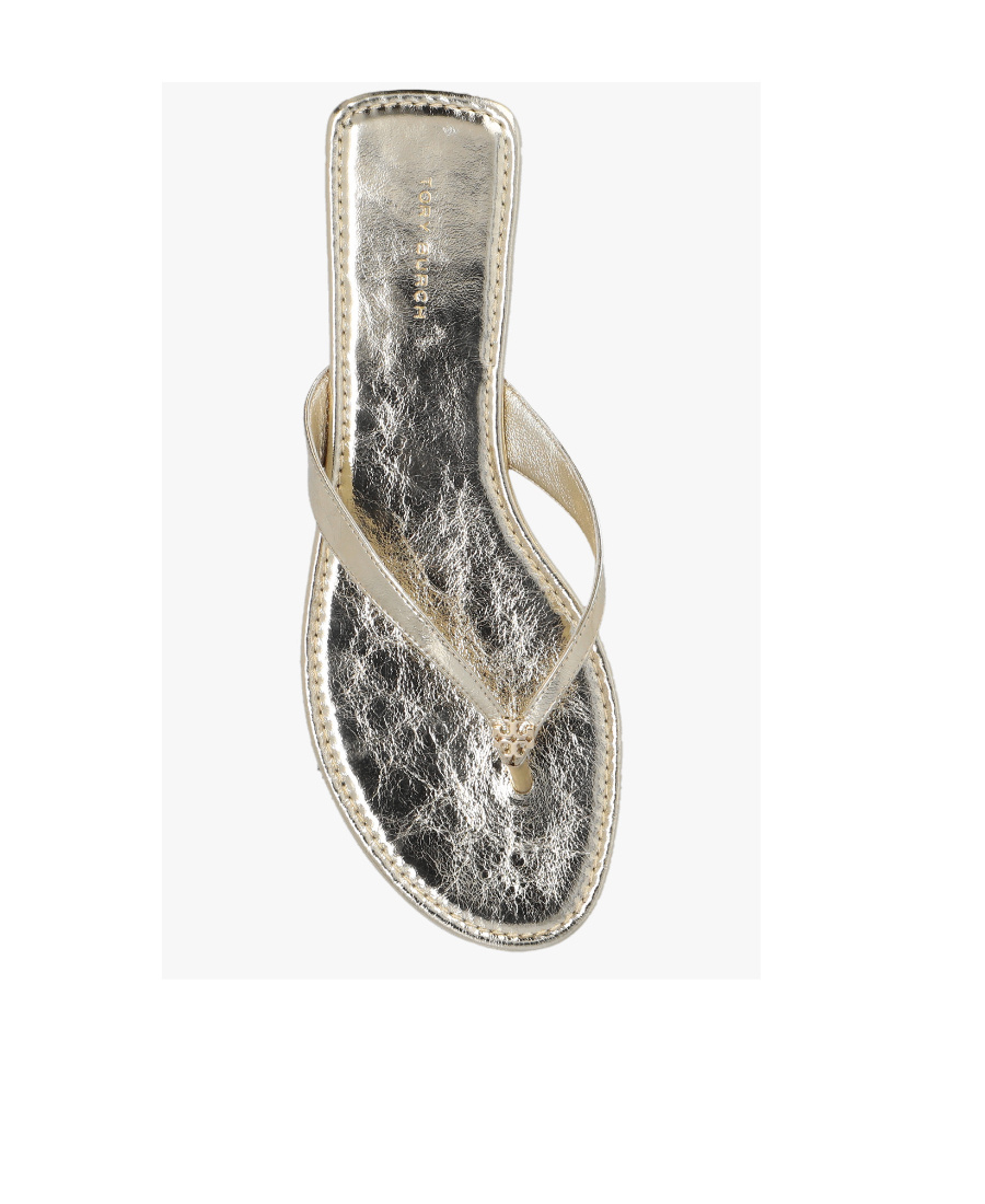 Tory Burch Flat Leather Flip-flops In Gray