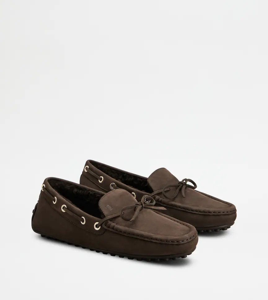 Tod's City Gommino Nubuck Driving Shoes In Brown