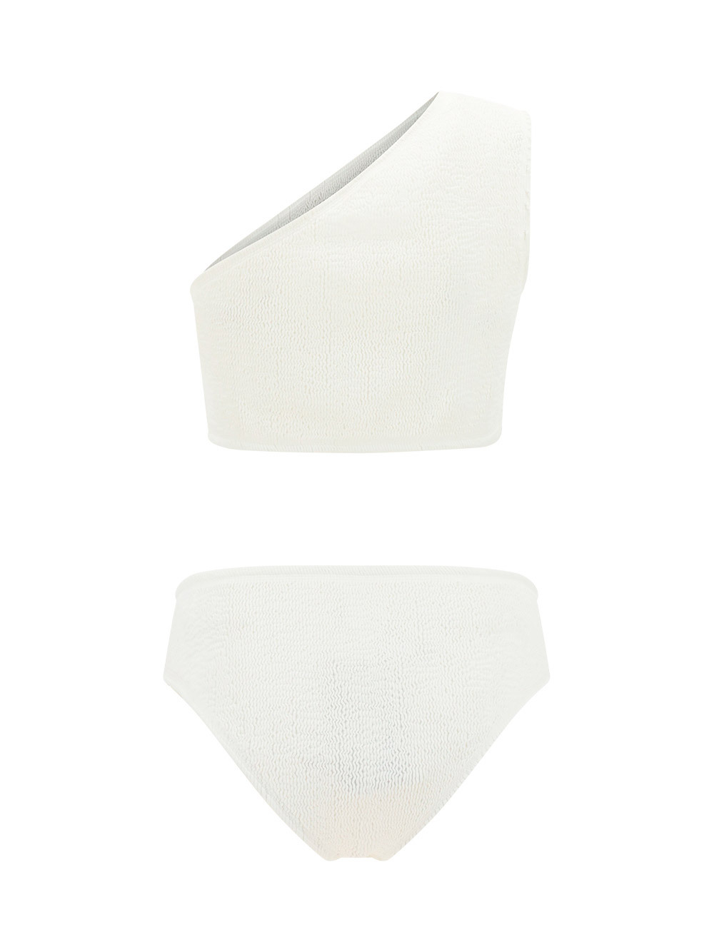 Bottega Veneta One-word Shoulder Split Swimsuit In White