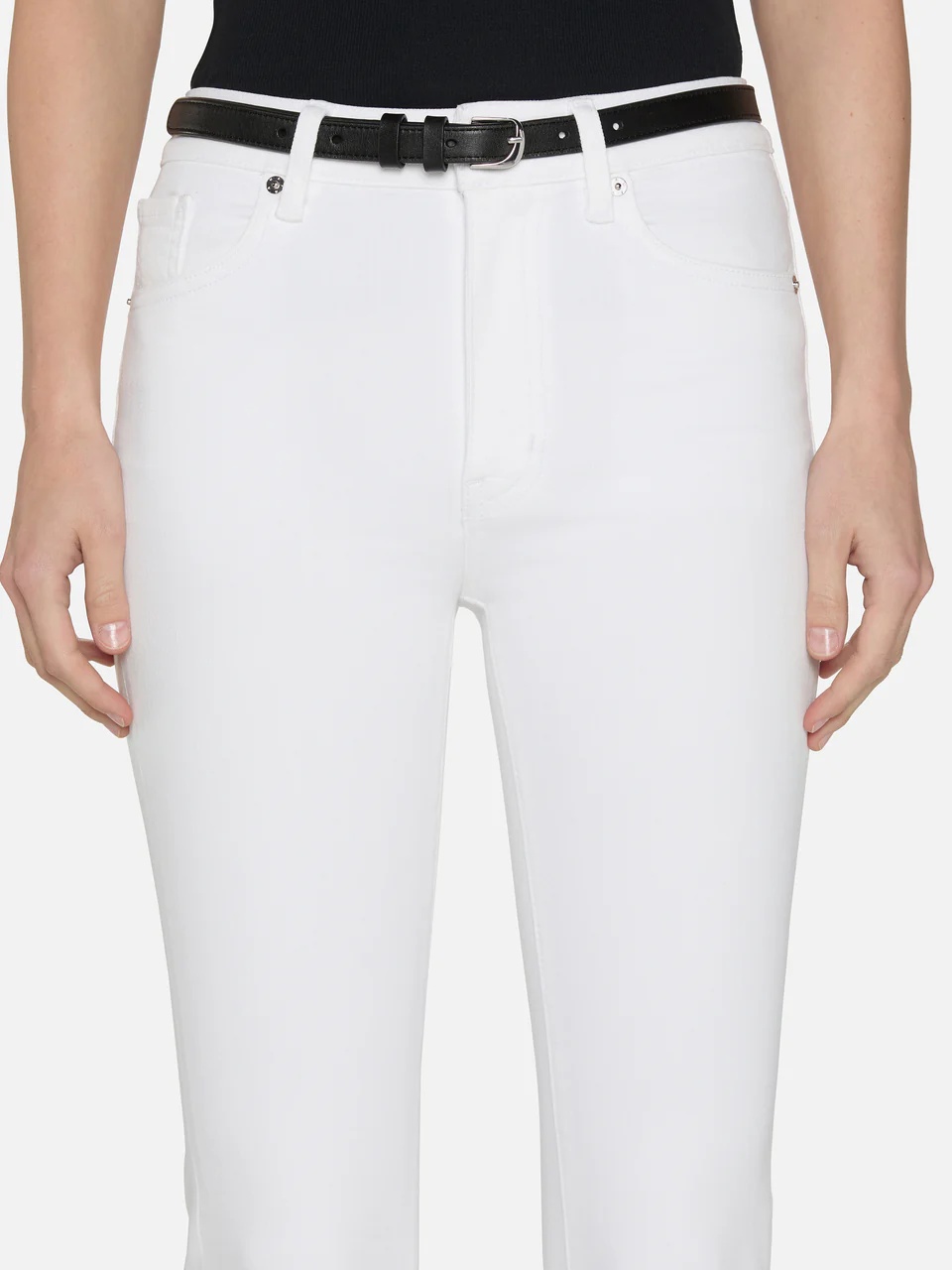 Frame High-waisted Flared Casual Pants In White