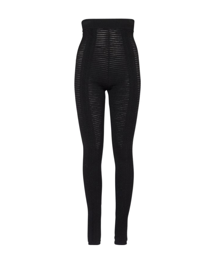 BALMAIN BLACK KNIT LEGGINGS 