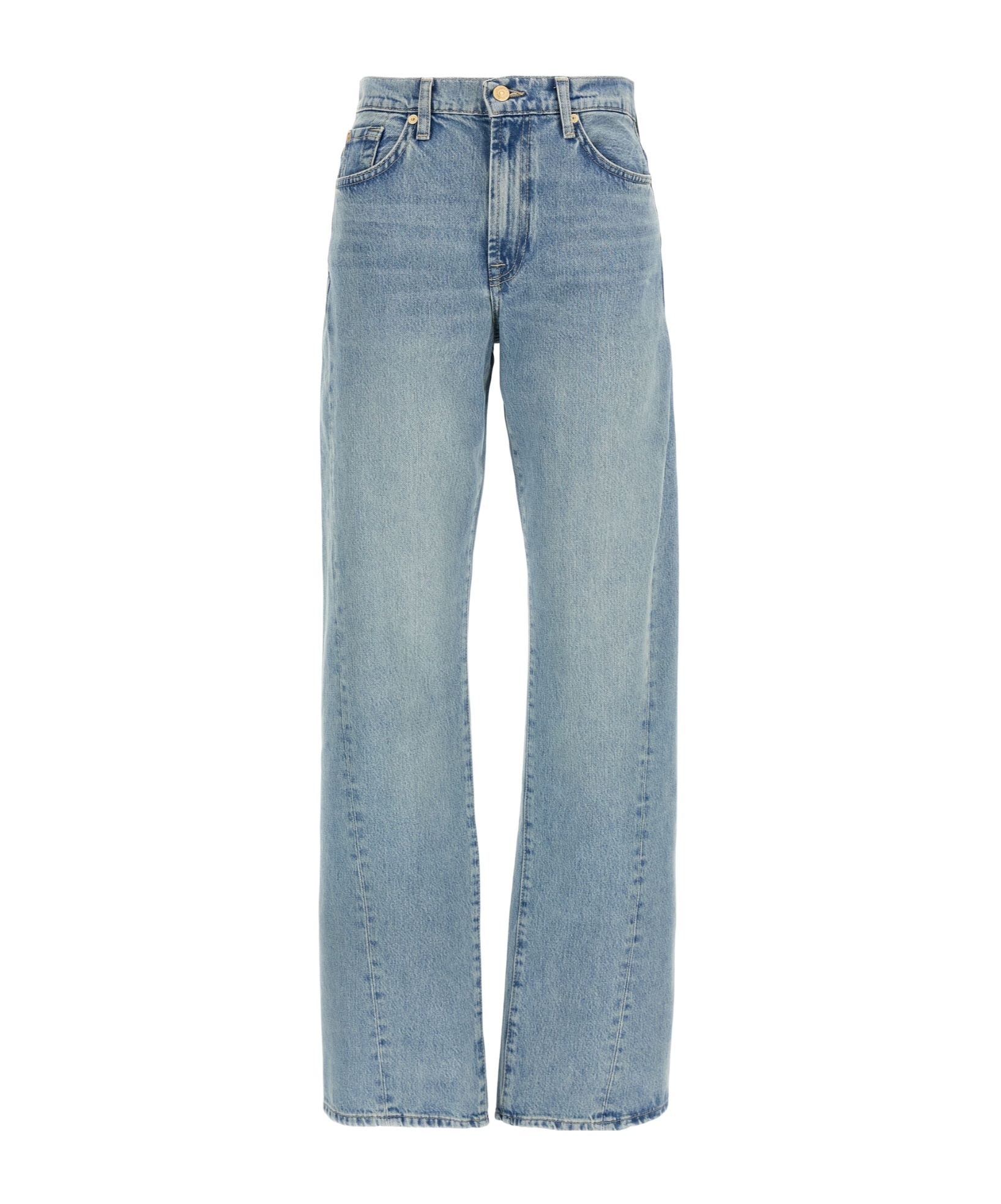 7 For All Mankind Faded Wash Five-pocket Denim Trousers In Blue