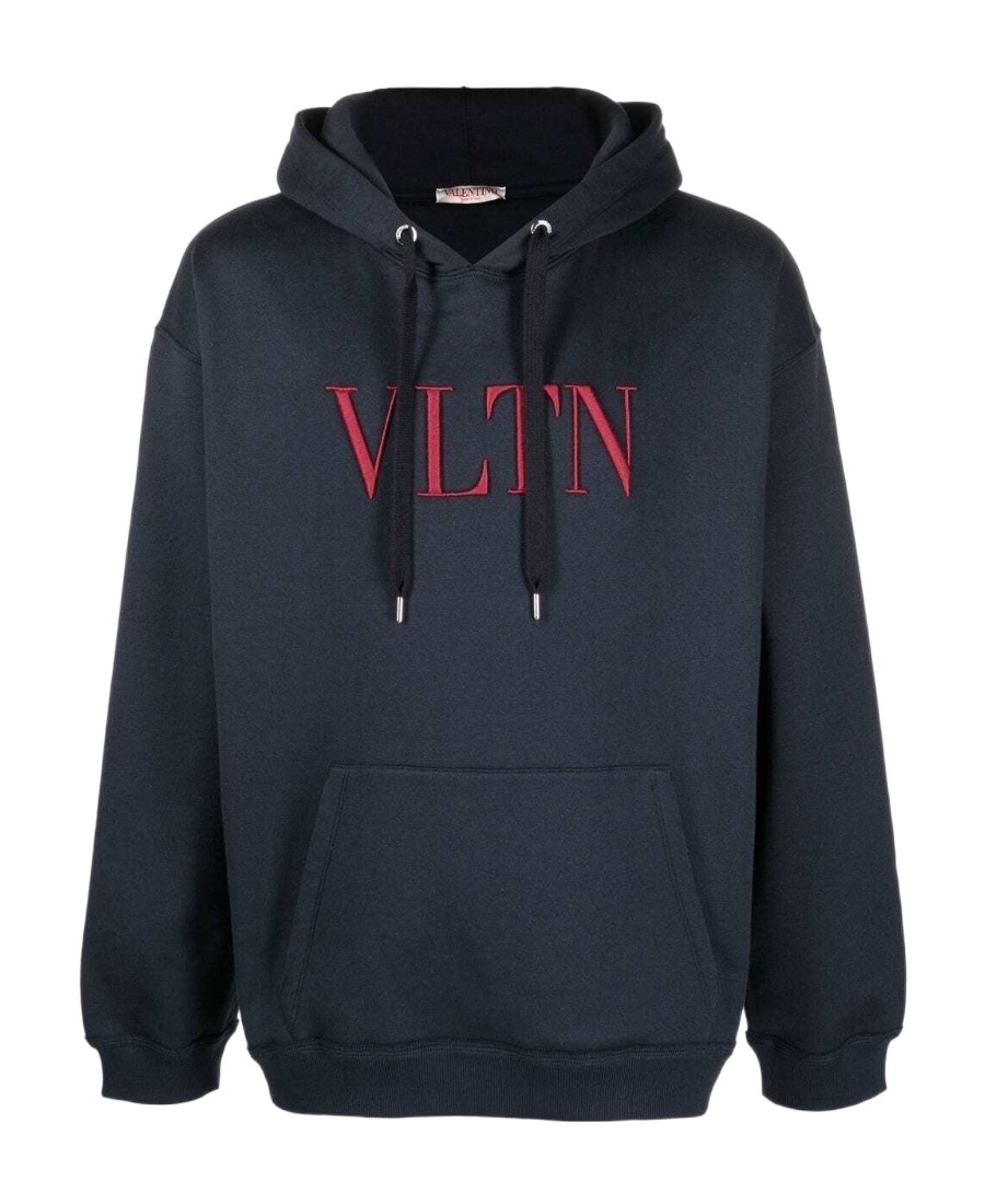 Valentino Vltn Long-sleeve Hoodie In Blue