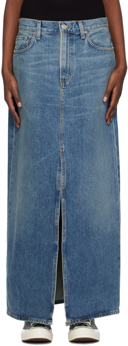 Agolde Leif Low-slung Denim Maxi Skirt