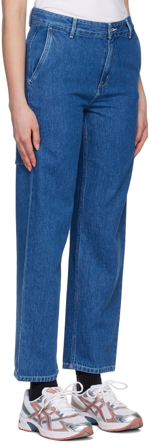 Shop Carhartt Mid-rise Straight-leg Jeans In Blue