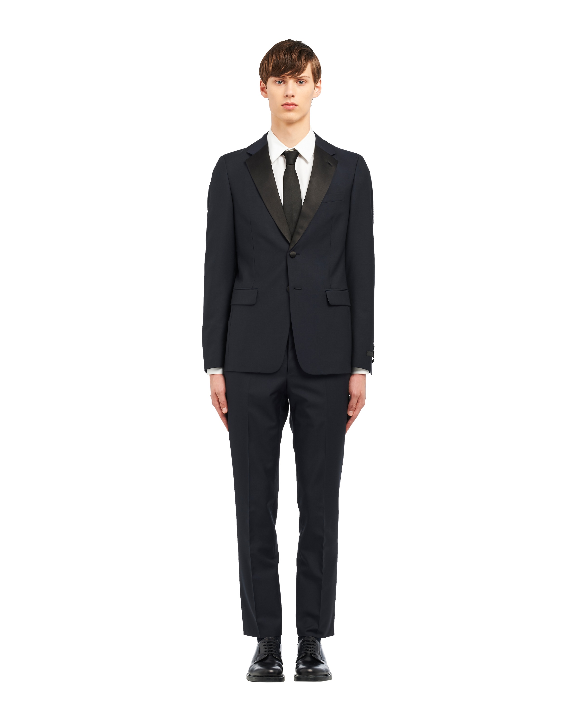 Prada Single-breasted Wool-blend Tuxedo In Black