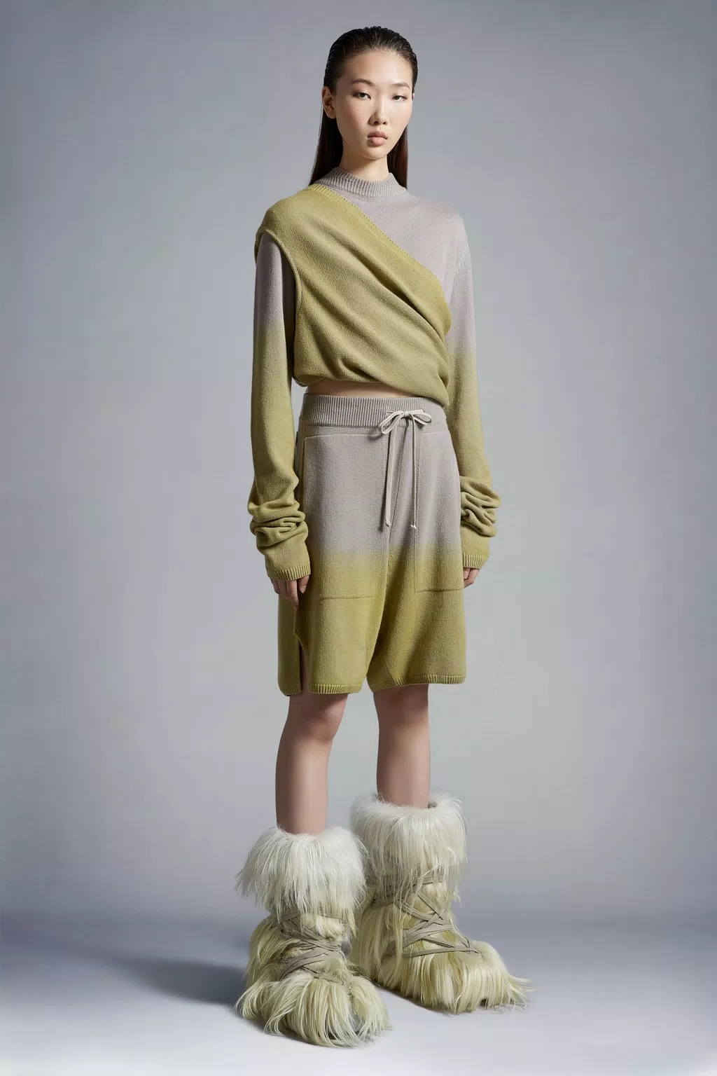 Moncler X Rick Owens X Rick Owens Knitted Shorts In Gray