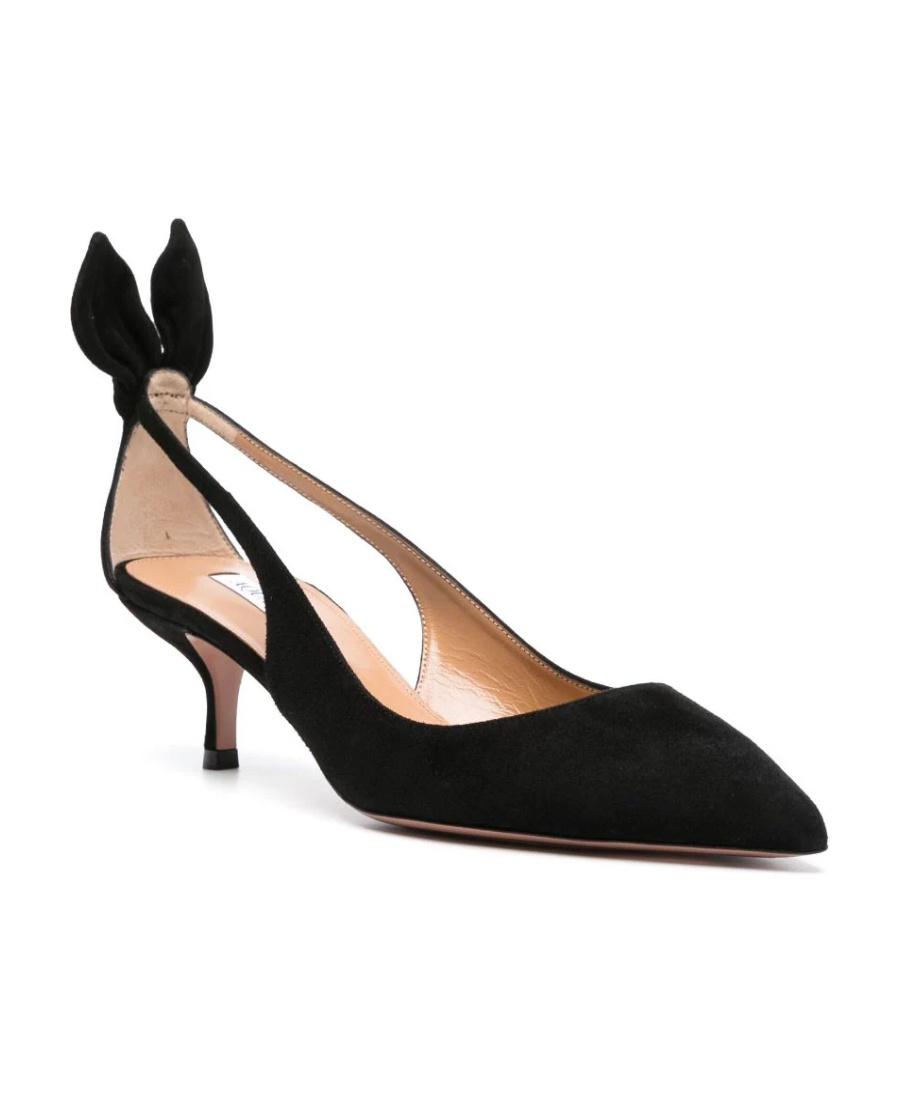 Aquazzura 50 Bow-tie Suede Pumps In Black